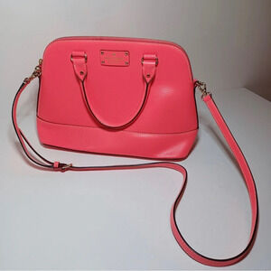 KATE SPADE Wellesly Rachelle Leather Satchel Bag Hot Pink Rose Crossbody Purse